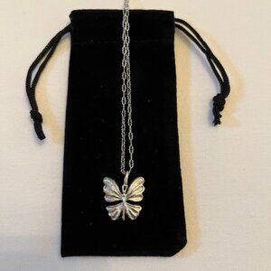MONET | Vintage Butterfly Silver-tone Pendant 18" Decorative chain-Like NEW